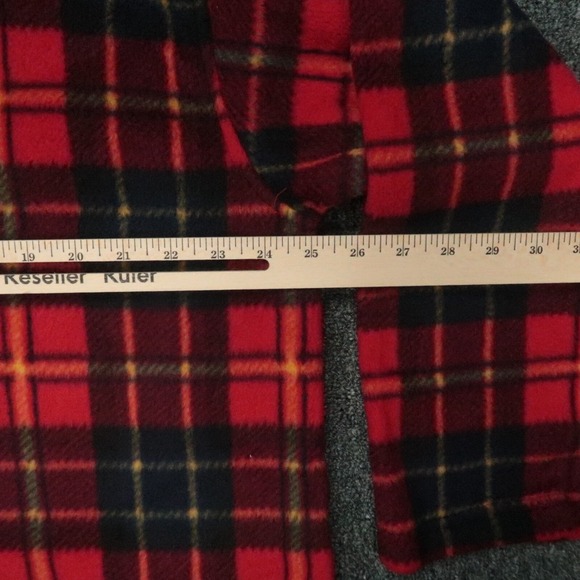 Lauren Ralph Lauren Hoodie Womens Large Red Plaid Oversized Flannel Sweater - Picture 8 of 9